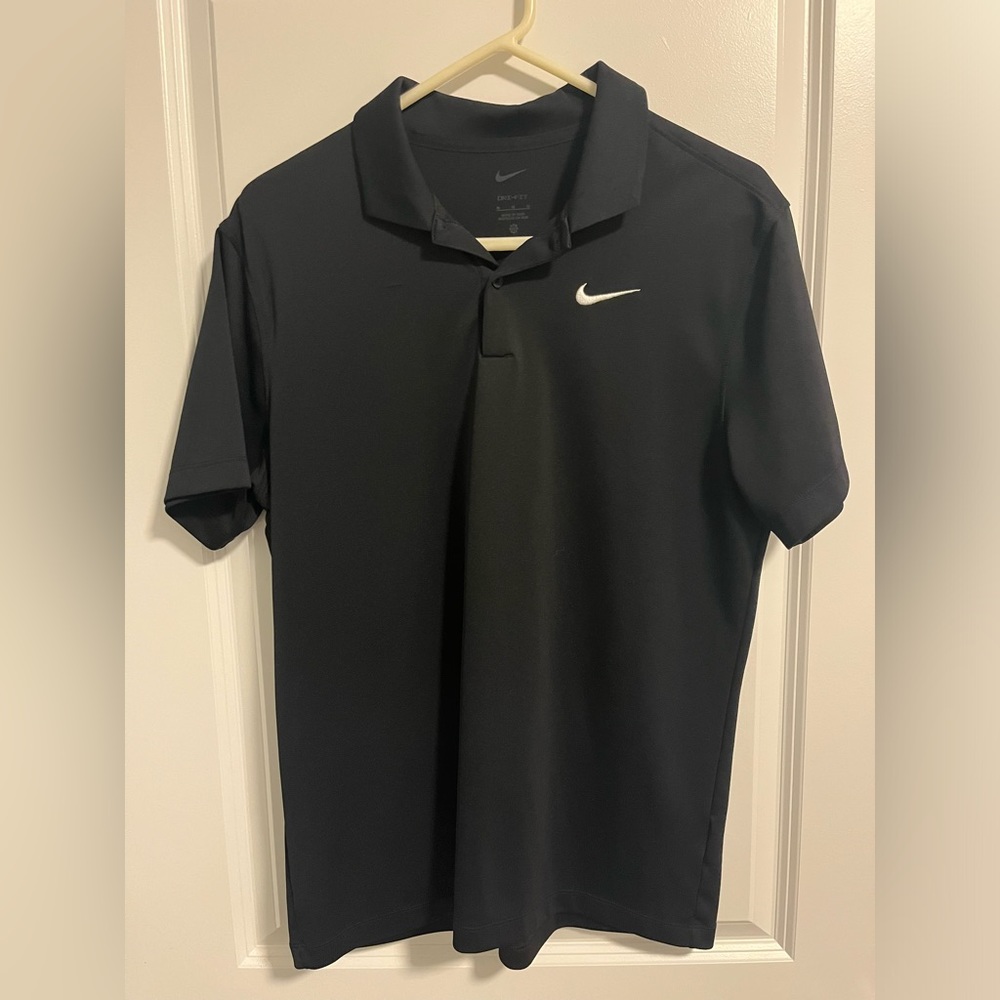 Nike Dri Fit Mens Golf Shirt - Black Size Medium